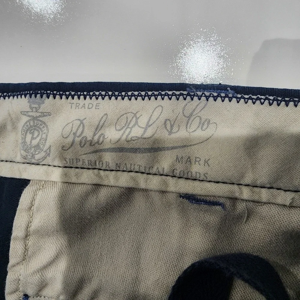 Polo by Ralph Lauren Pants Trousers Mens‎ 38x32 Navy Blue Chino Flat Front Work